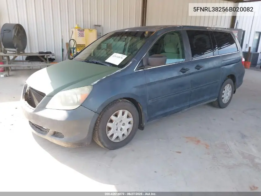 2006 Honda Odyssey Lx VIN: 5FNRL38256B020082 Lot: 42614870