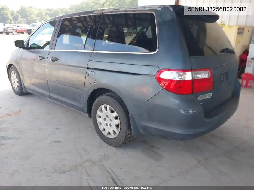 2006 Honda Odyssey Lx VIN: 5FNRL38256B020082 Lot: 42614870