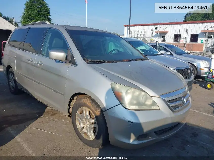 2006 Honda Odyssey Ex-L VIN: 5FNRL38646B409461 Lot: 42615642