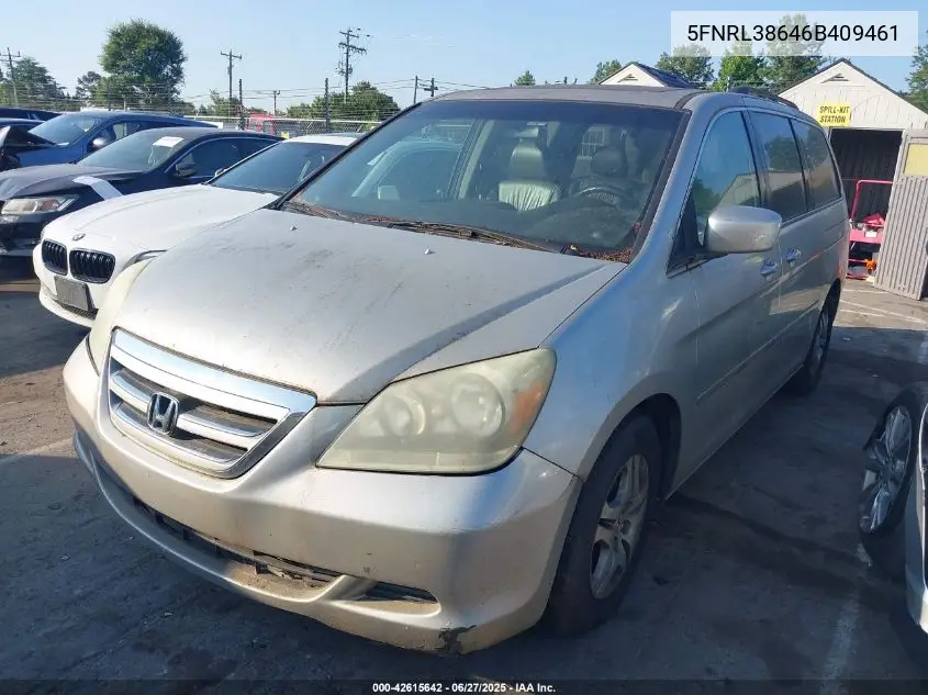 2006 Honda Odyssey Ex-L VIN: 5FNRL38646B409461 Lot: 42615642