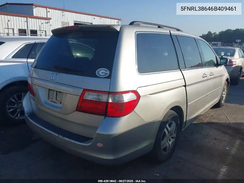2006 Honda Odyssey Ex-L VIN: 5FNRL38646B409461 Lot: 42615642