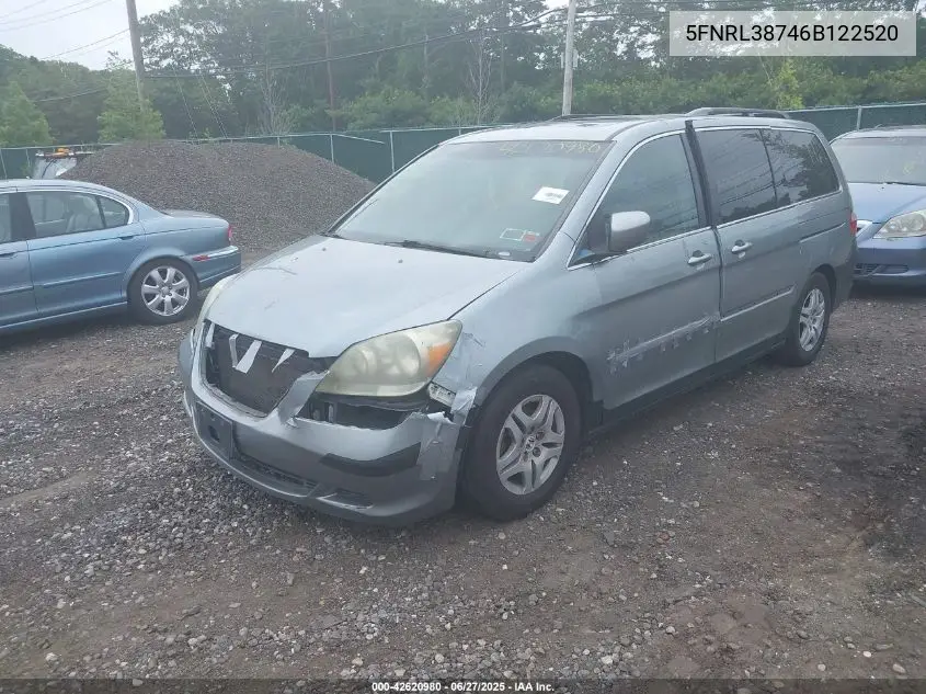 2006 Honda Odyssey Exl VIN: 5FNRL38746B122520 Lot: 42620980