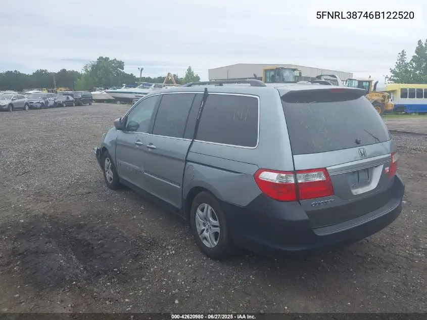 2006 Honda Odyssey Exl VIN: 5FNRL38746B122520 Lot: 42620980