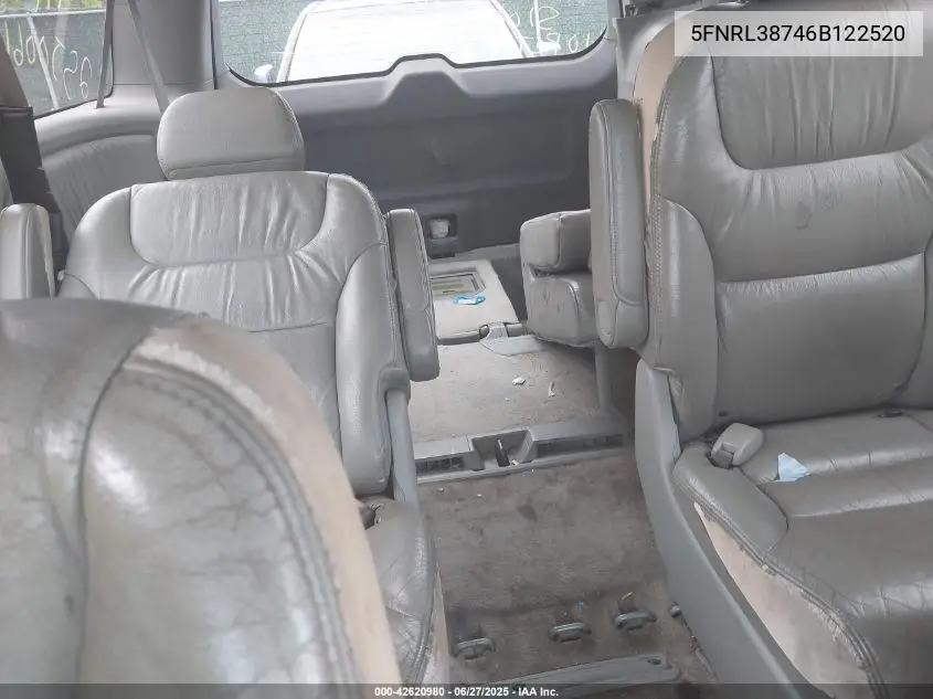 2006 Honda Odyssey Exl VIN: 5FNRL38746B122520 Lot: 42620980