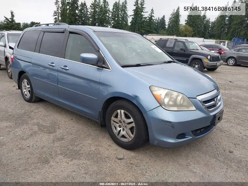 2006 Honda Odyssey Ex VIN: 5FNRL38416B086145 Lot: 42626011