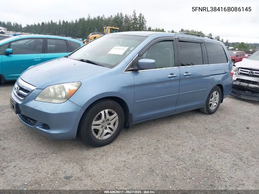 2006 Honda Odyssey Ex VIN: 5FNRL38416B086145 Lot: 42626011