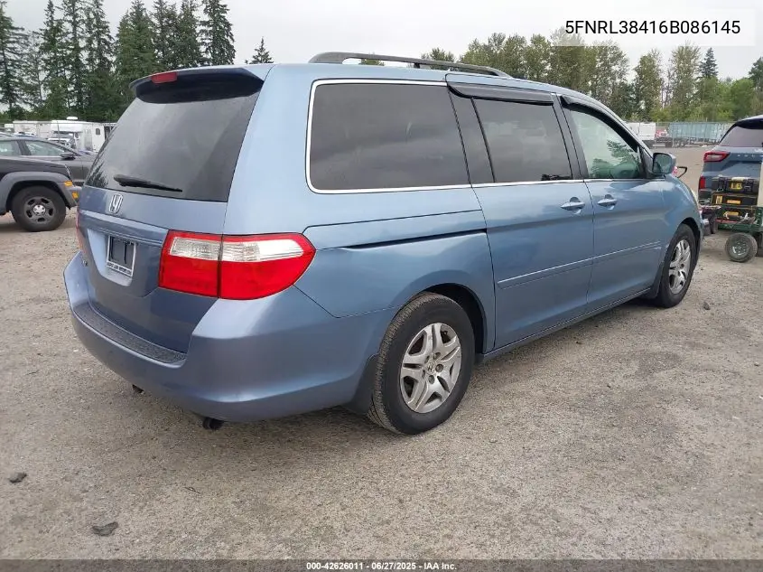 2006 Honda Odyssey Ex VIN: 5FNRL38416B086145 Lot: 42626011