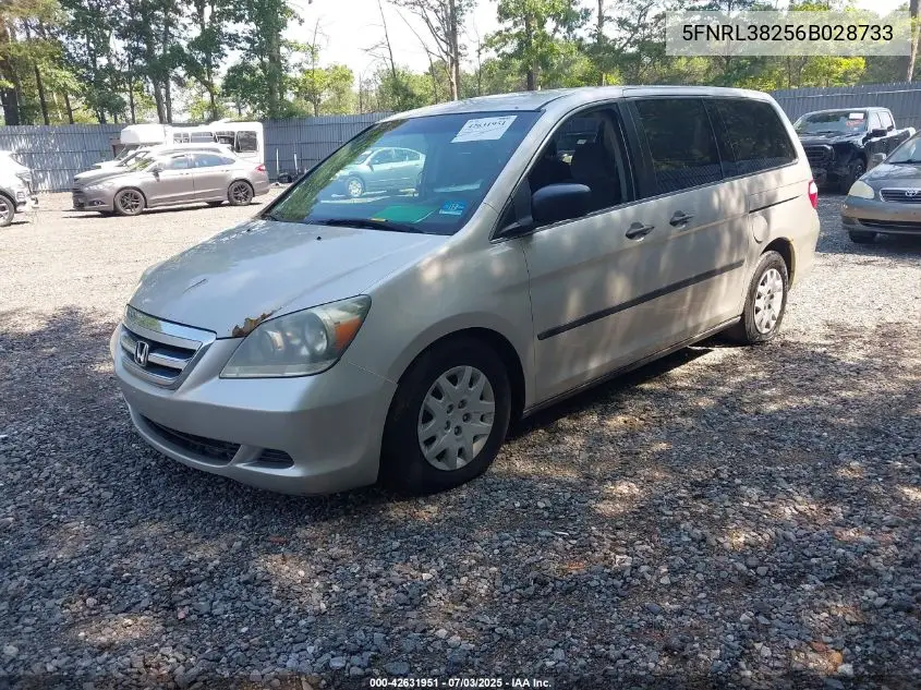 2006 Honda Odyssey Lx VIN: 5FNRL38256B028733 Lot: 42631951