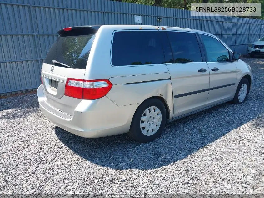2006 Honda Odyssey Lx VIN: 5FNRL38256B028733 Lot: 42631951