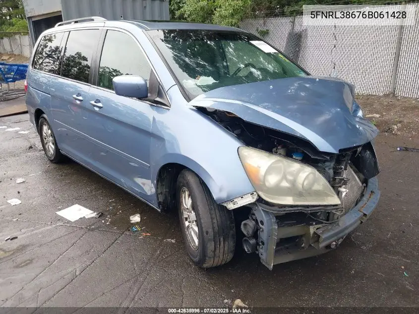 2006 Honda Odyssey Ex-L VIN: 5FNRL38676B061428 Lot: 42635996