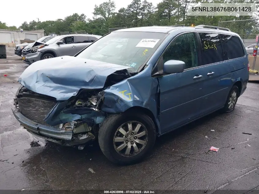 2006 Honda Odyssey Ex-L VIN: 5FNRL38676B061428 Lot: 42635996