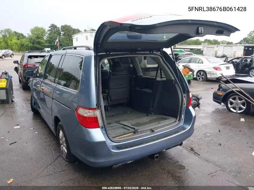 2006 Honda Odyssey Ex-L VIN: 5FNRL38676B061428 Lot: 42635996
