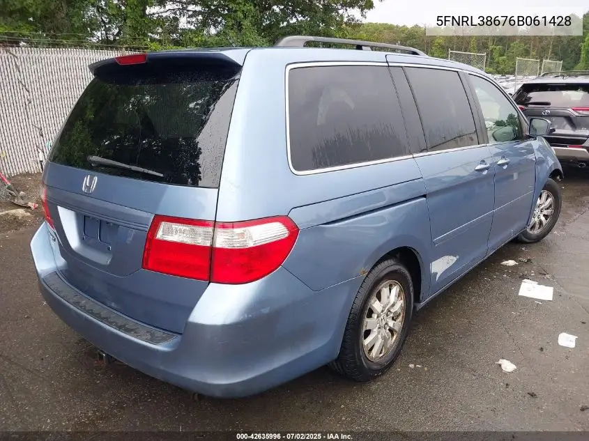 2006 Honda Odyssey Ex-L VIN: 5FNRL38676B061428 Lot: 42635996