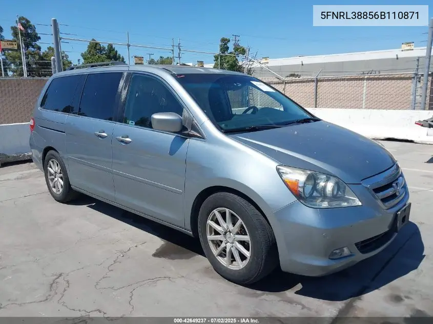 2006 Honda Odyssey Touring VIN: 5FNRL38856B110871 Lot: 42649237