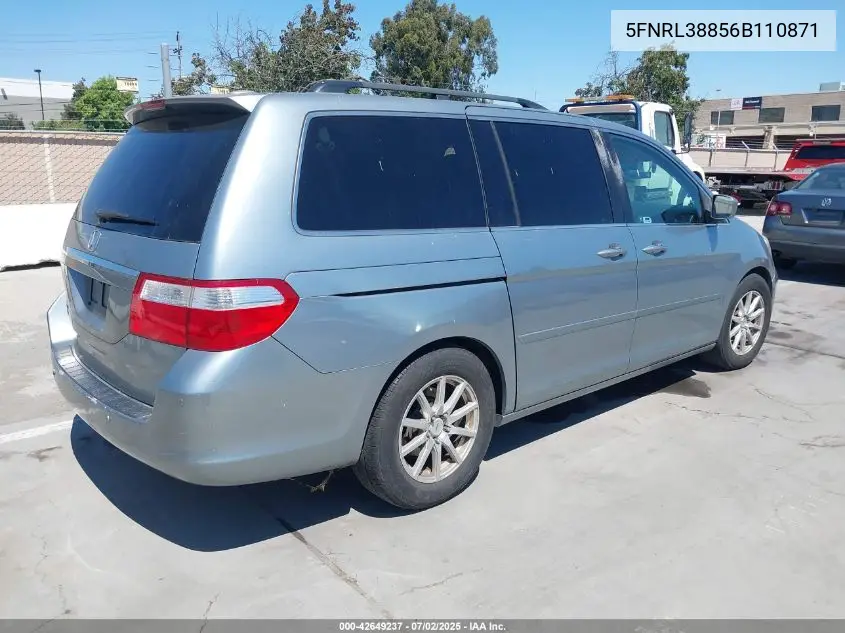 2006 Honda Odyssey Touring VIN: 5FNRL38856B110871 Lot: 42649237