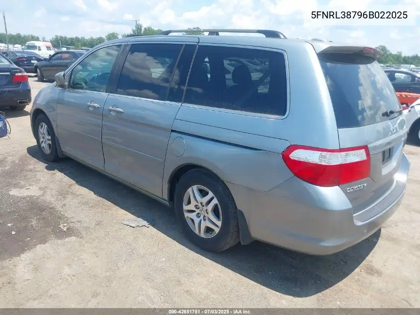 2006 Honda Odyssey Ex-L VIN: 5FNRL38796B022025 Lot: 42651751
