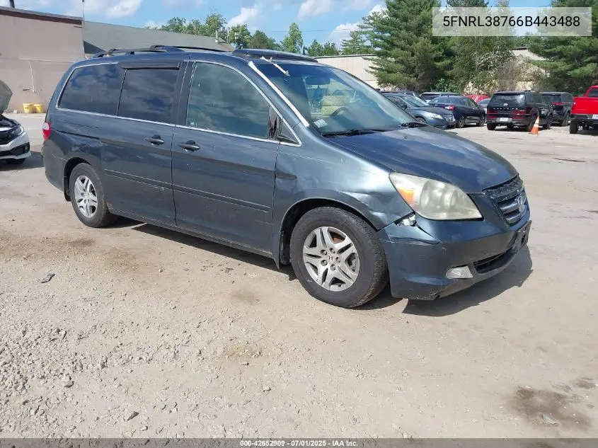 2006 Honda Odyssey Ex-L VIN: 5FNRL38766B443488 Lot: 42652909