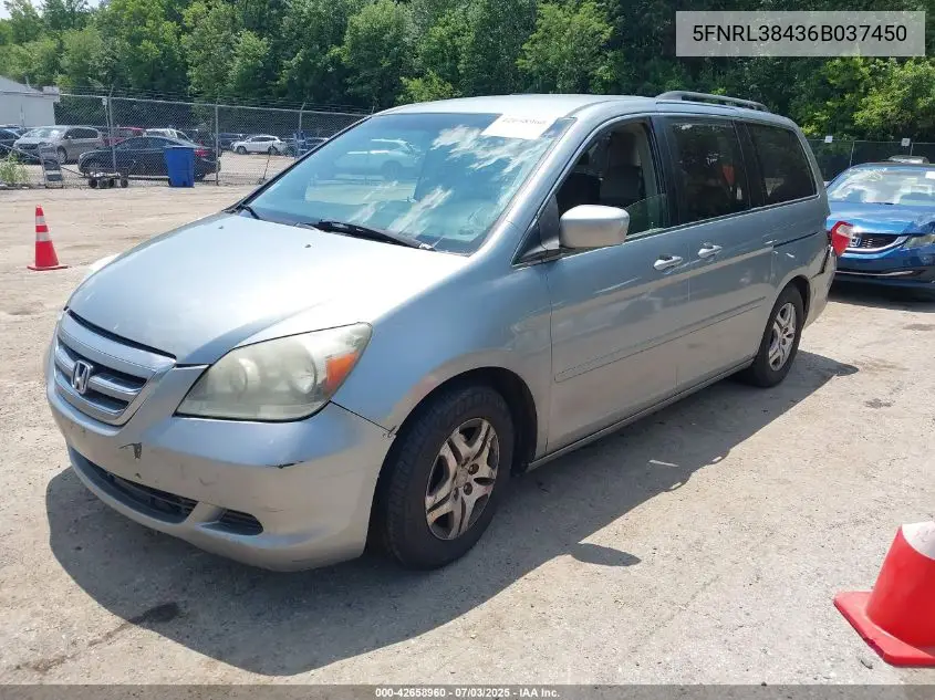 2006 Honda Odyssey Ex VIN: 5FNRL38436B037450 Lot: 42658960