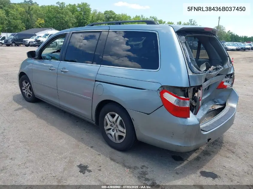 2006 Honda Odyssey Ex VIN: 5FNRL38436B037450 Lot: 42658960