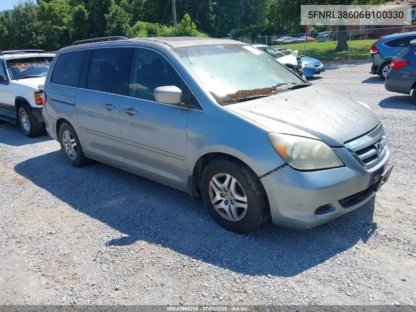2006 Honda Odyssey Ex-L VIN: 5FNRL38606B100330 Lot: 42660256