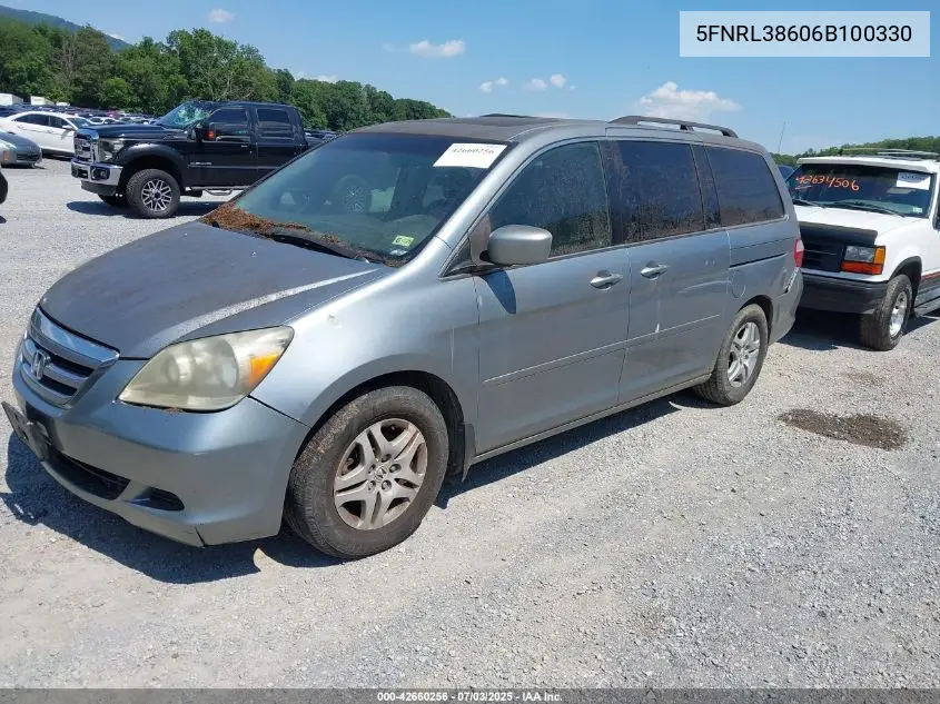 2006 Honda Odyssey Ex-L VIN: 5FNRL38606B100330 Lot: 42660256
