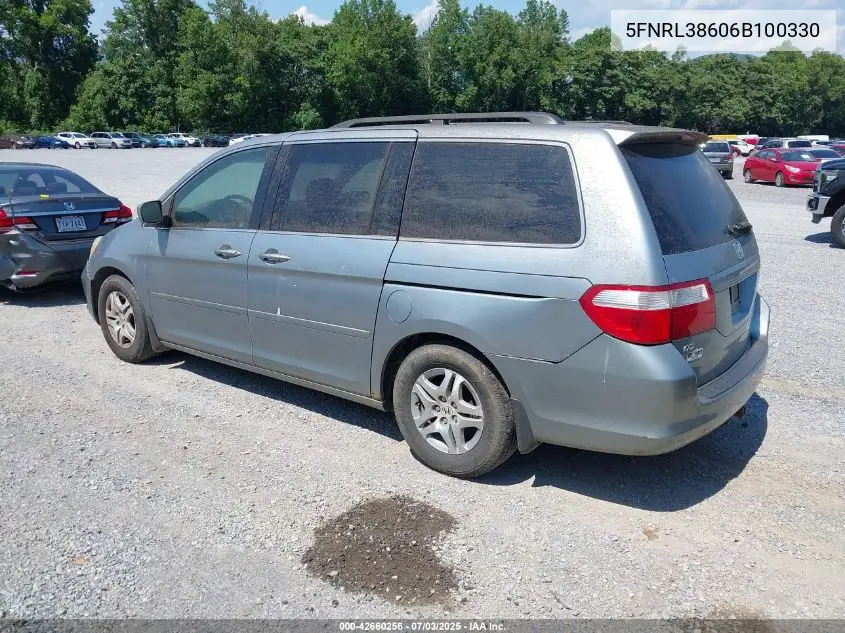 2006 Honda Odyssey Ex-L VIN: 5FNRL38606B100330 Lot: 42660256