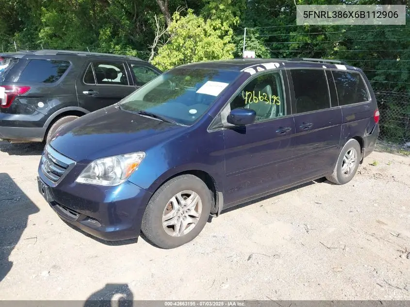 2006 Honda Odyssey Ex-L VIN: 5FNRL386X6B112906 Lot: 42663195