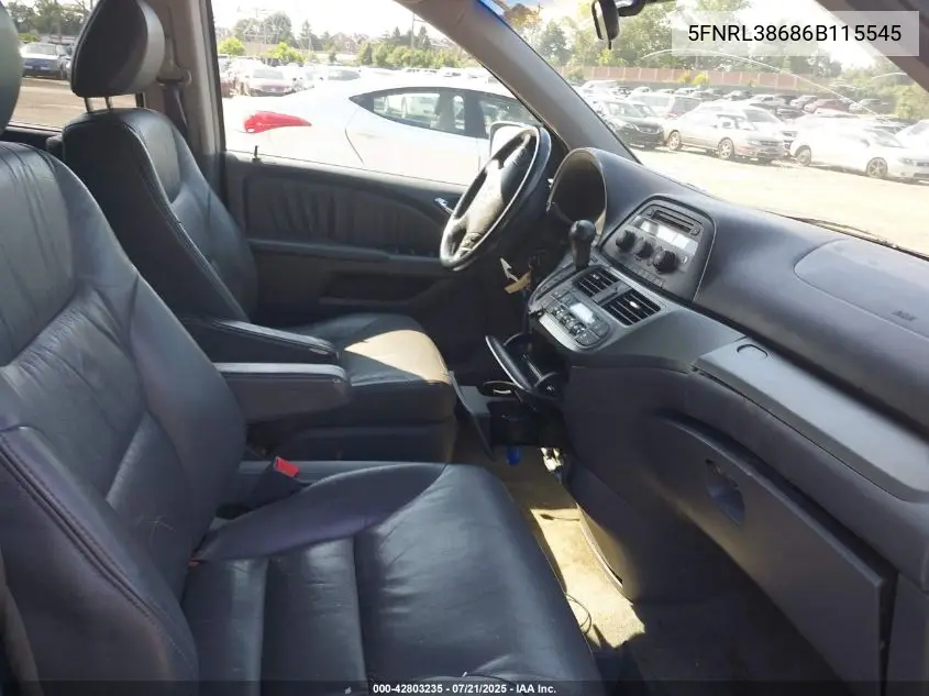2006 Honda Odyssey Ex-L VIN: 5FNRL38686B115545 Lot: 42803235