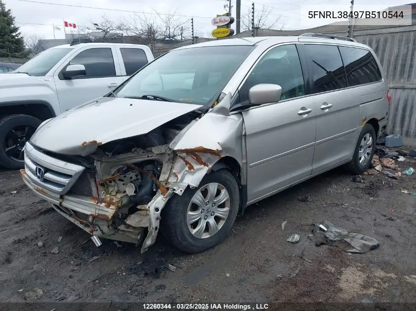 2007 Honda Odyssey VIN: 5FNRL38497B510544 Lot: 12260344