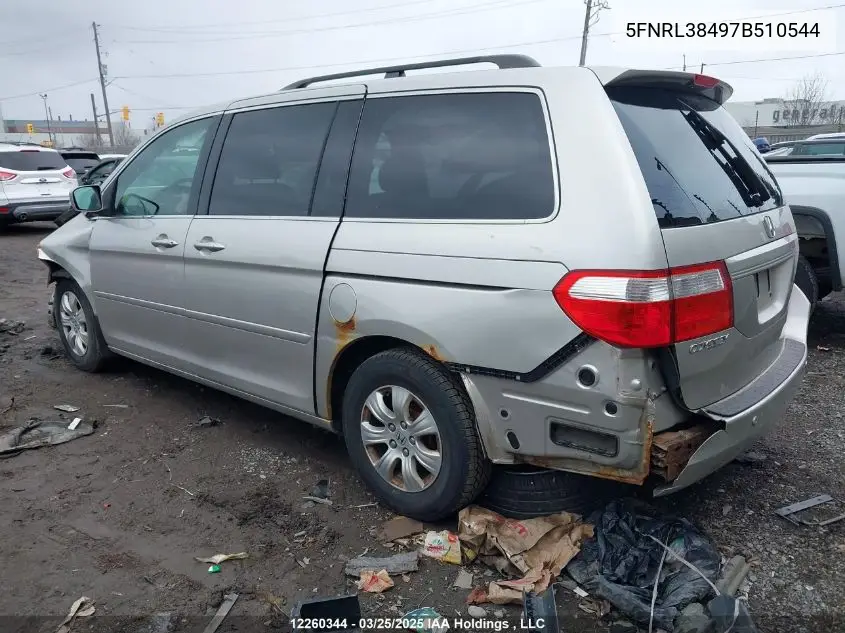 2007 Honda Odyssey VIN: 5FNRL38497B510544 Lot: 12260344