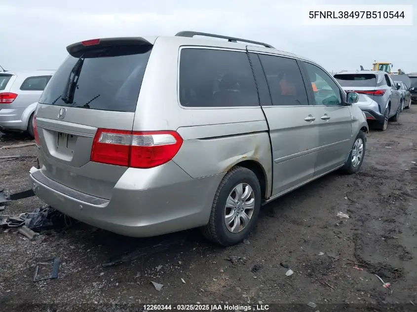 2007 Honda Odyssey VIN: 5FNRL38497B510544 Lot: 12260344