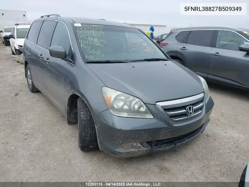 2007 Honda Odyssey Touring VIN: 5FNRL38827B509349 Lot: 12293115