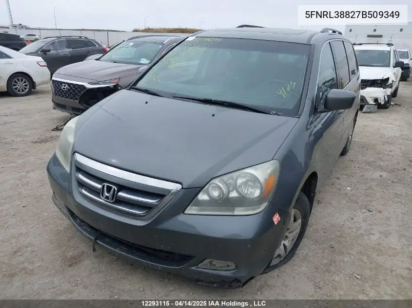 2007 Honda Odyssey Touring VIN: 5FNRL38827B509349 Lot: 12293115