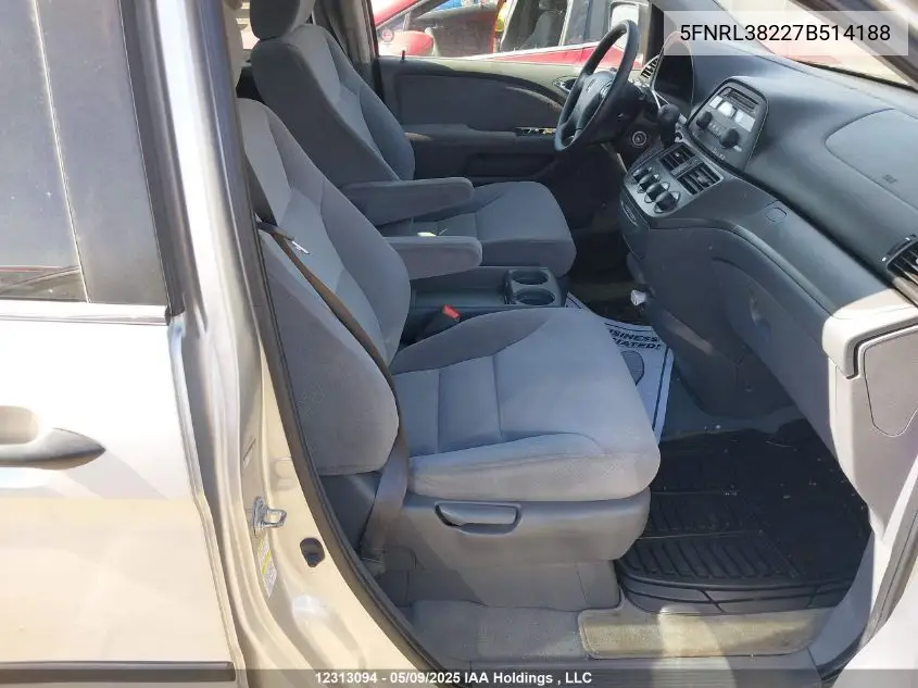 2007 Honda Odyssey Lx VIN: 5FNRL38227B514188 Lot: 12313094