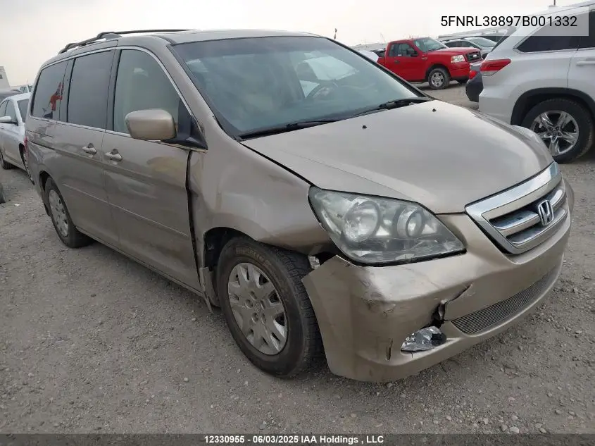 2007 Honda Odyssey Touring VIN: 5FNRL38897B001332 Lot: 12330955