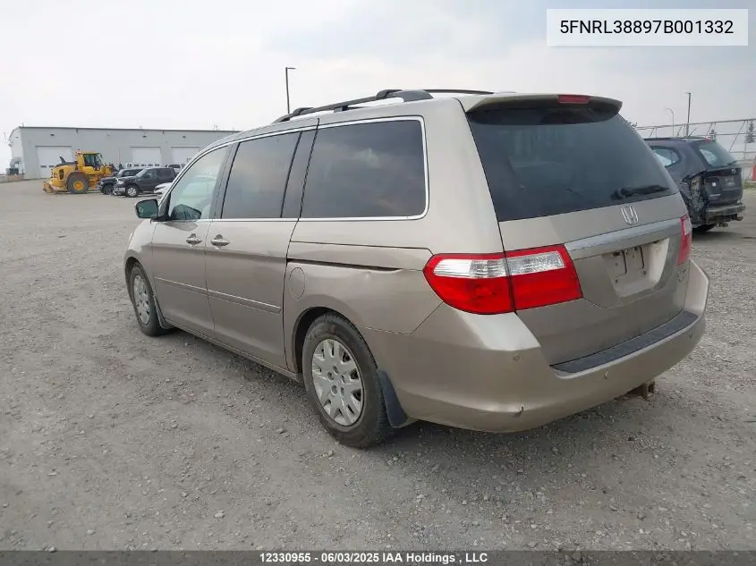 2007 Honda Odyssey Touring VIN: 5FNRL38897B001332 Lot: 12330955