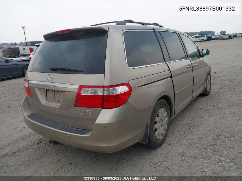 2007 Honda Odyssey Touring VIN: 5FNRL38897B001332 Lot: 12330955