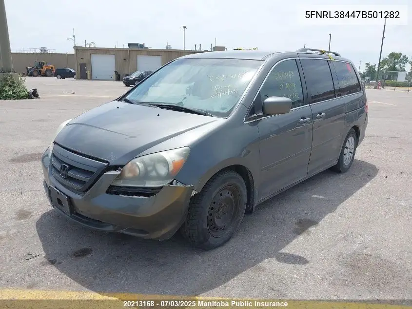 2007 Honda Odyssey Ex VIN: 5FNRL38447B501282 Lot: 20213168