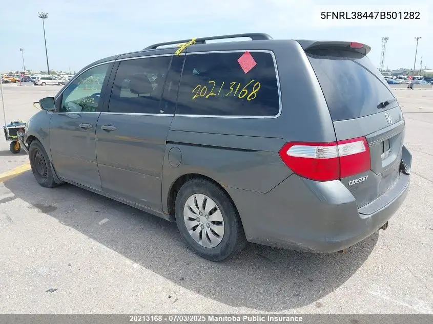 2007 Honda Odyssey Ex VIN: 5FNRL38447B501282 Lot: 20213168