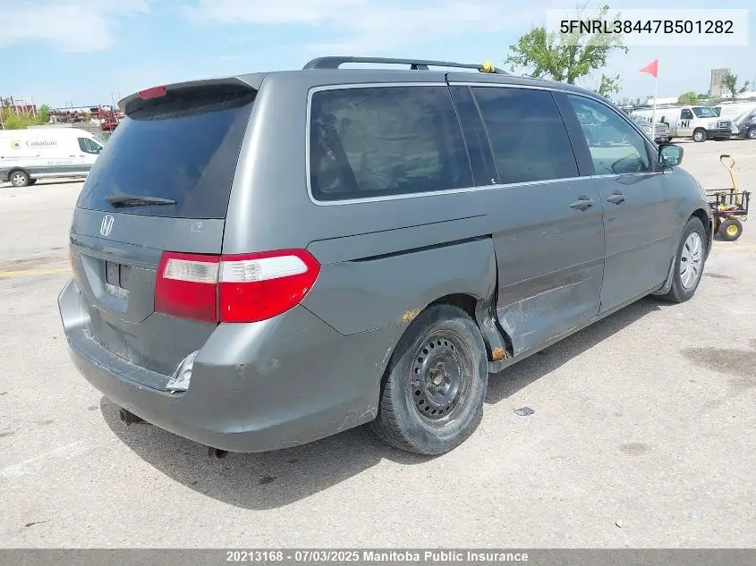 2007 Honda Odyssey Ex VIN: 5FNRL38447B501282 Lot: 20213168