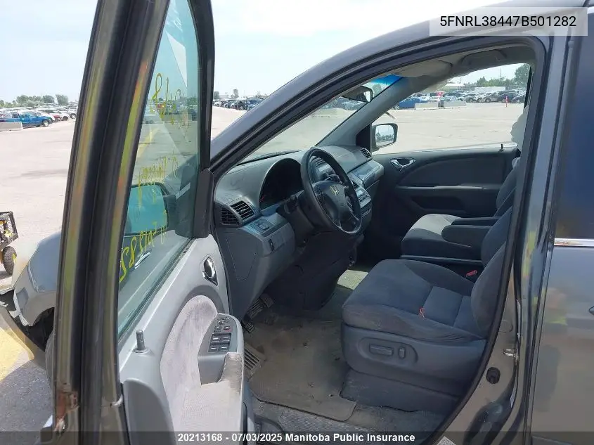 2007 Honda Odyssey Ex VIN: 5FNRL38447B501282 Lot: 20213168