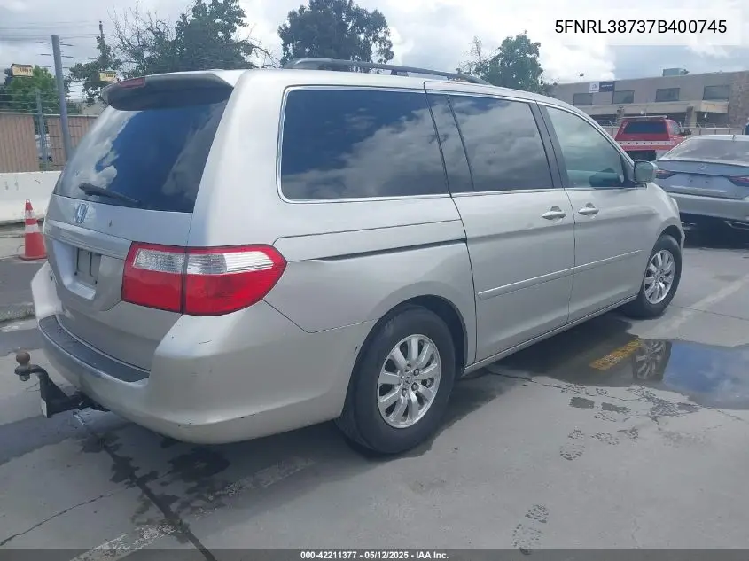2007 Honda Odyssey Ex-L VIN: 5FNRL38737B400745 Lot: 42211377