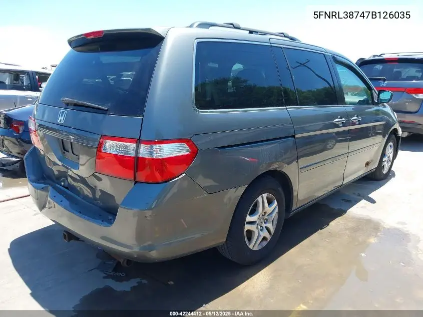 2007 Honda Odyssey Ex-L VIN: 5FNRL38747B126035 Lot: 42244412