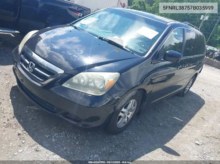 2007 Honda Odyssey Ex-L VIN: 5FNRL38757B035999 Lot: 42247938