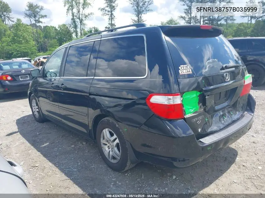 2007 Honda Odyssey Ex-L VIN: 5FNRL38757B035999 Lot: 42247938