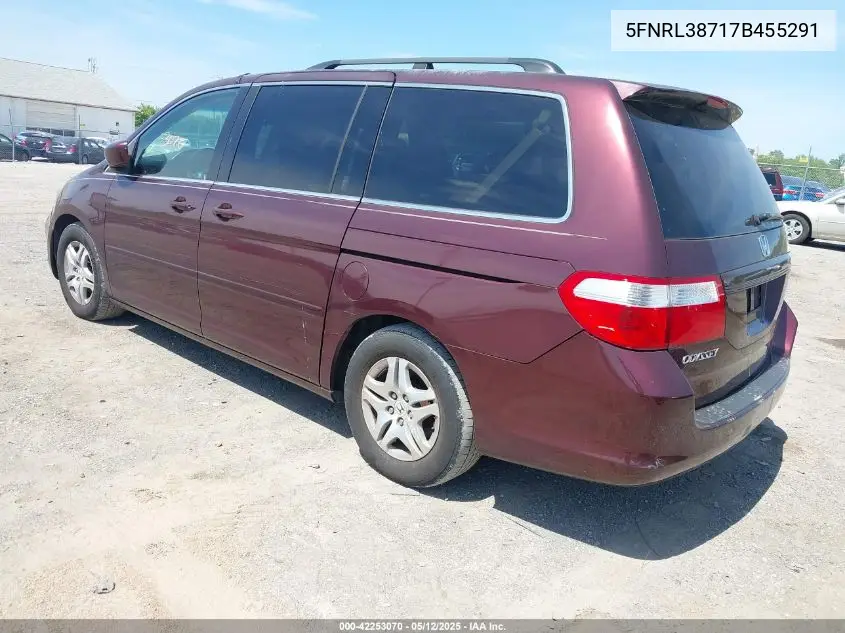 2007 Honda Odyssey Ex-L VIN: 5FNRL38717B455291 Lot: 42253070