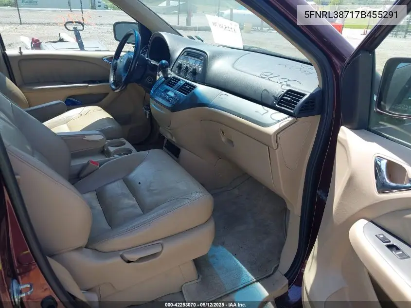 2007 Honda Odyssey Ex-L VIN: 5FNRL38717B455291 Lot: 42253070