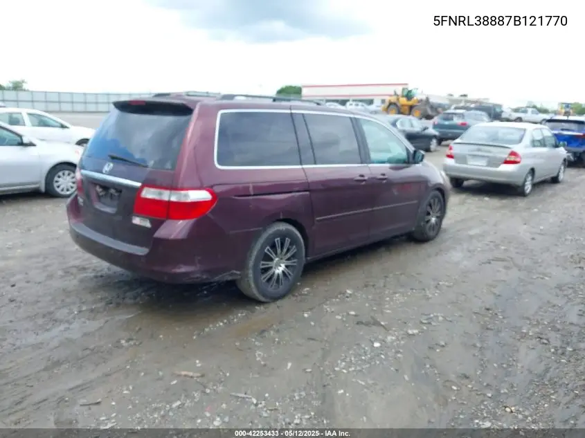 2007 Honda Odyssey Touring VIN: 5FNRL38887B121770 Lot: 42253433