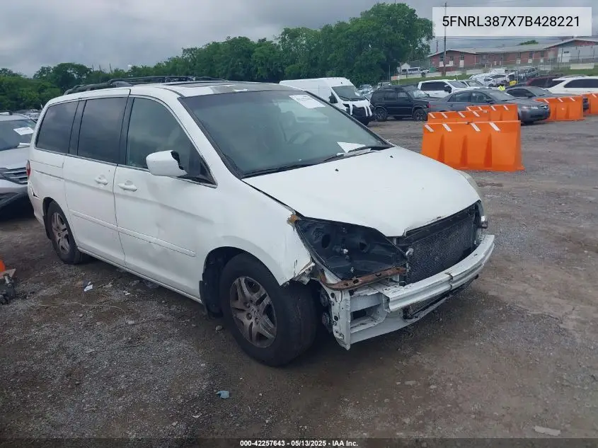 2007 Honda Odyssey Ex-L VIN: 5FNRL387X7B428221 Lot: 42257643