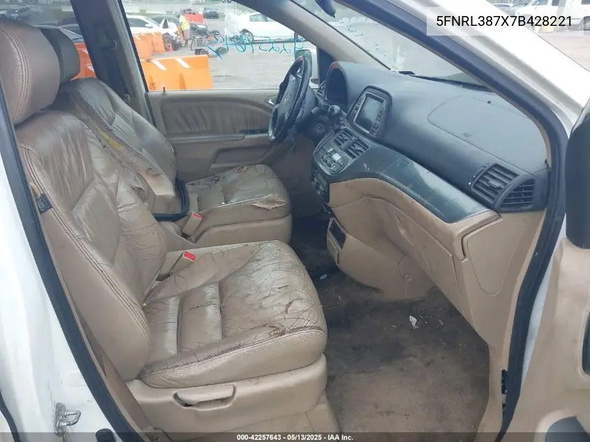 2007 Honda Odyssey Ex-L VIN: 5FNRL387X7B428221 Lot: 42257643